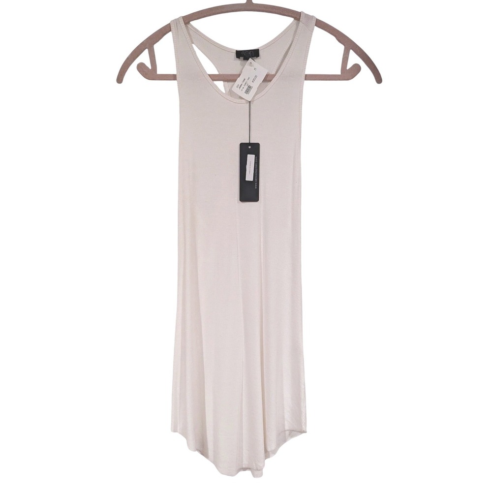 Sen Janna Tank Size M White Ribbed Racerback Minimalist Basic Sleeveless